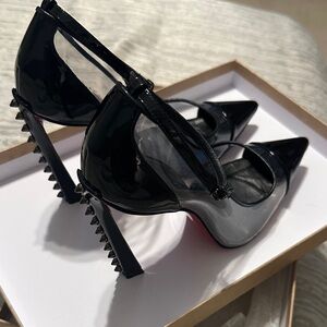 Christian Louboutin Black Patent Heels with Studded Detail